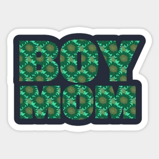 Boy Mom Green Floral Typography Sticker